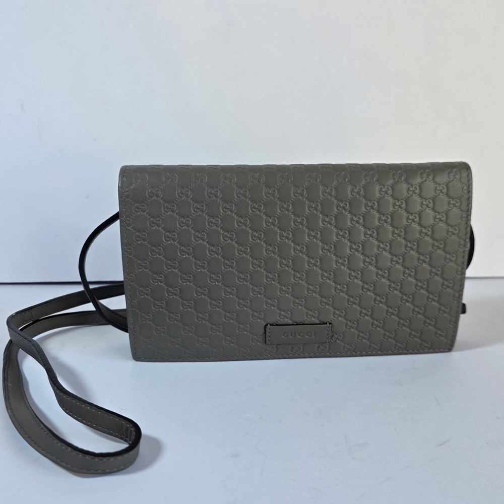 Gucci Wallet Crossbody Micro GG Gray